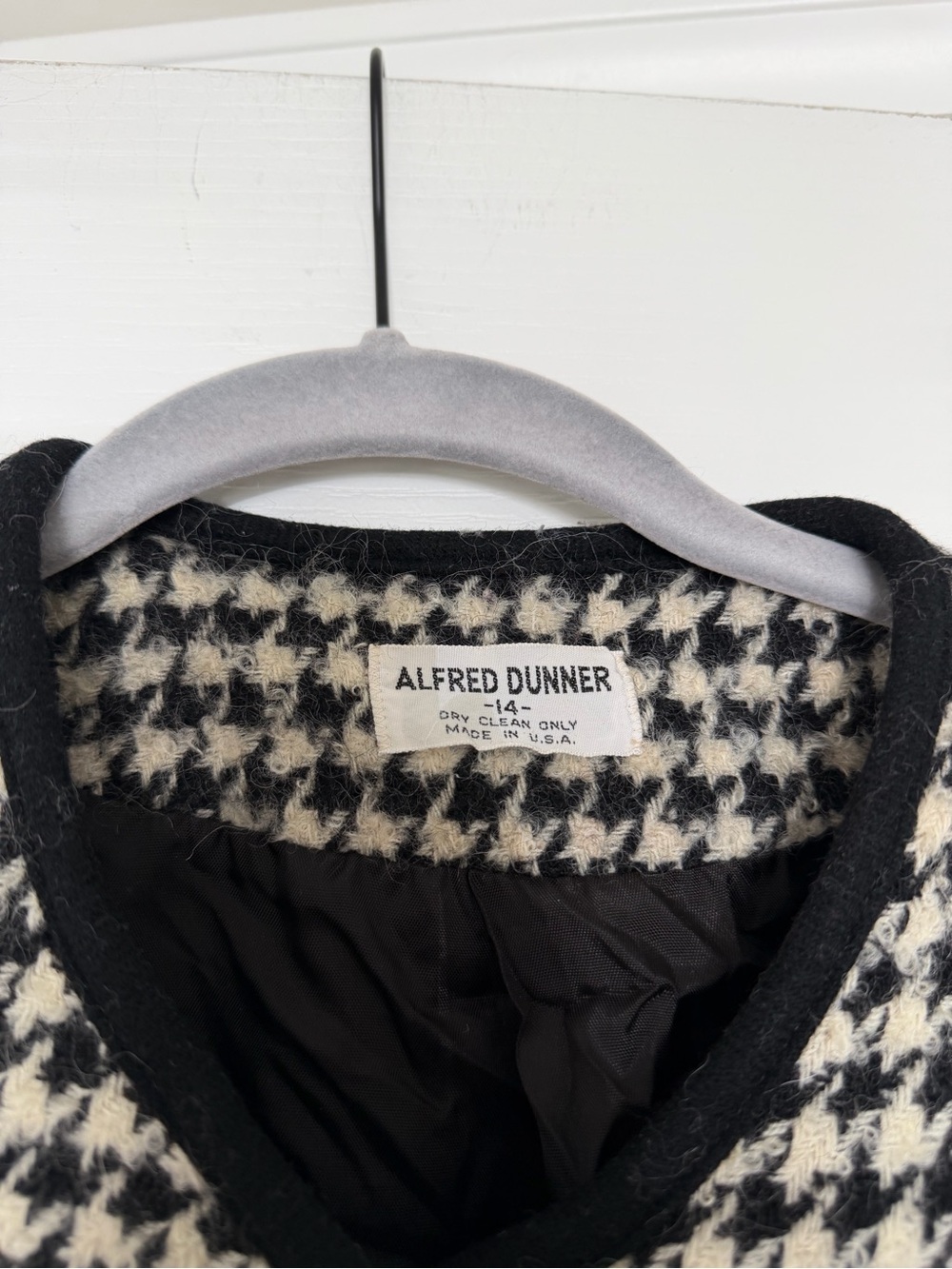 Vintage Alfred Dunner 100% Wool Houndstooth Blazer Jacket Size 14 - Picture 3 of 4